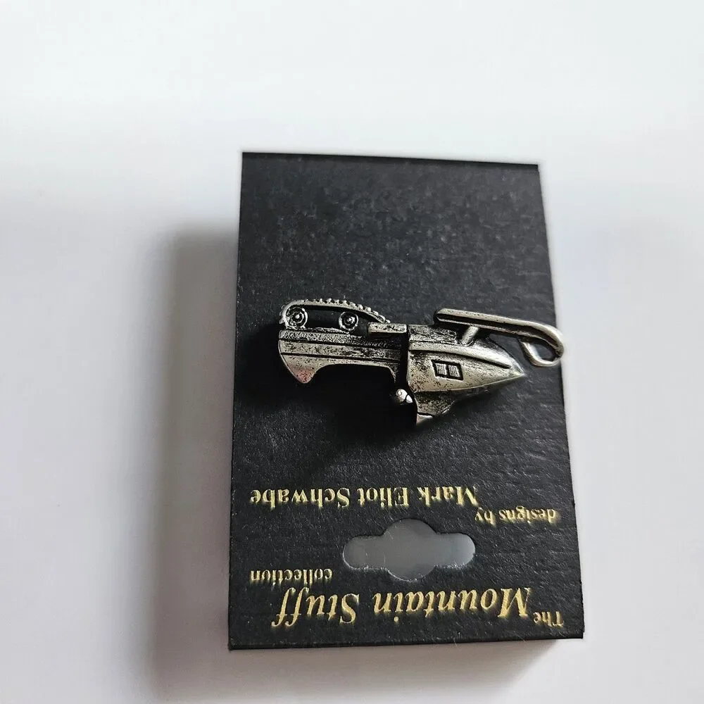 The Mountain Stuff Mark Eliot Schwabe Snowmobile Pin Silver Tone